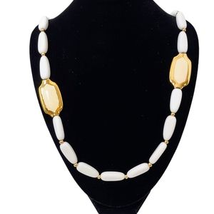 Vintage Napier Beaded Necklace 15" Gold and White Great Condition